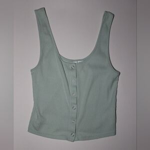 Divided H&M Basic Ribbed Mint Green Button Down Crop Tank Size S